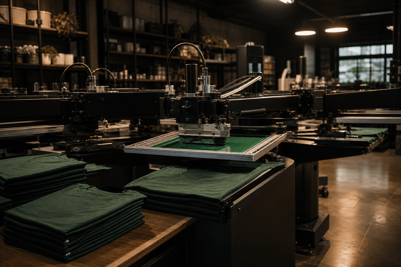 Zintora screen-printing studio pressing branded merchandise